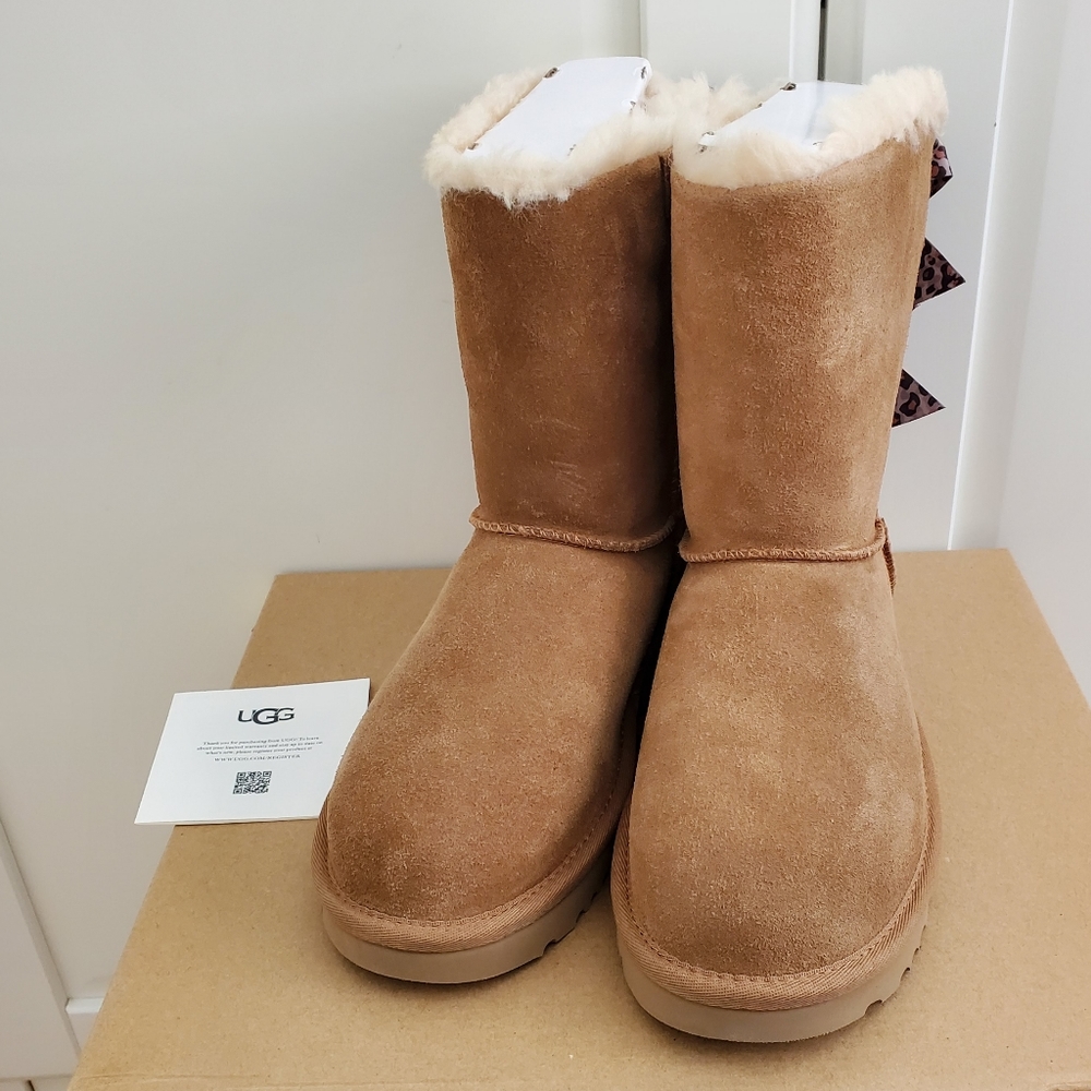UGG  Women's Bailey Bow Leopard Boot Shoes